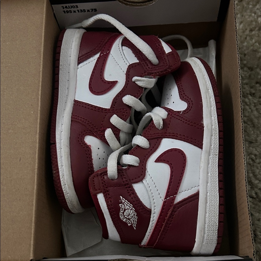 TD Maroon and White High-Top 1s
